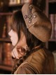 Autumn Winter British Style daily commute Punk Retro Handmade Golden Chain Camel Wool Blend Beret