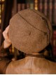 Autumn Winter British Style daily commute Punk Retro Handmade Golden Chain Camel Wool Blend Beret