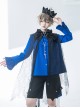 Phantom Series Prince Style Ouji Fashion Pointed Collar Klein Blue Small Round Button Female Long Sleeves Shirt