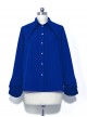 Phantom Series Prince Style Ouji Fashion Pointed Collar Klein Blue Small Round Button Female Long Sleeves Shirt