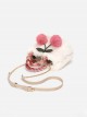 Cherry Hanging Ornament Autumn Winter White Furry Kawaii Fashion Daily Handbag Shoulder Crossbody Bag
