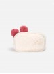 Cherry Hanging Ornament Autumn Winter White Furry Kawaii Fashion Daily Handbag Shoulder Crossbody Bag