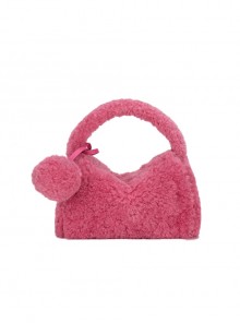 Autumn Winter Cylinder Package Shape Lively High Saturation Fur Ball Pendant Furry Kawaii Fashion Handbag Crossbody Bag