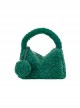 Autumn Winter Cylinder Package Shape Lively High Saturation Fur Ball Pendant Furry Kawaii Fashion Handbag Crossbody Bag