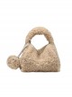Autumn Winter Cylinder Package Shape Lively High Saturation Fur Ball Pendant Furry Kawaii Fashion Handbag Crossbody Bag
