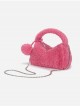 Autumn Winter Cylinder Package Shape Lively High Saturation Fur Ball Pendant Furry Kawaii Fashion Handbag Crossbody Bag