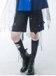 Phantom Series Prince Series Daily Commute Ouji Fashion Black Bat Pattern Pearl Button Design Shorts