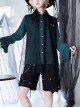 Phantom Series Ouji Fashion Black Translucent Spider Web Dark Irregular Pointed Hem Pearl Button Stacking Vest Shawl