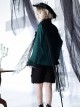 Phantom Series Ouji Fashion Black Translucent Spider Web Dark Irregular Pointed Hem Pearl Button Stacking Vest Shawl