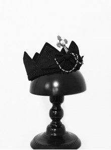 Phantom Series Black Noble Sense Little Prince Imperial Crown Ouji Fashion Chain Cross Pearl Accessory Hat