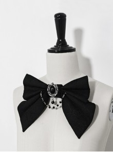 Phantom Series Retro Dark Black Cobweb Accessories Ouji Fashion Large Bowknot Black Simulated Jewelry Brooch