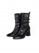 Goddess Name Series Vintage Love Polka Dots Mesh Yarn Lace Gothic Lolita Pointed Tip Middle Heels Boots