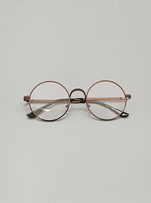 Retro Metal Round Frame Decorative Comic Con Gentle Temperament Classic Lolita Flat Glasses