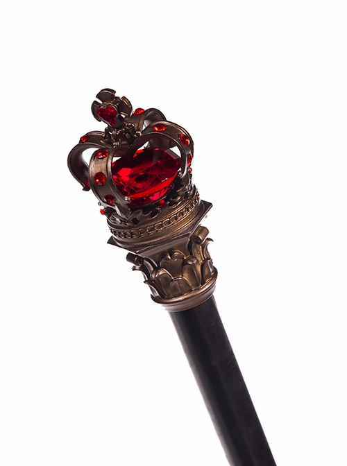 Exquisite Pumpkin Tiara Crown Dazzling Jeweled Cane Sandalwood Long Handle Scepter