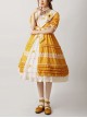 Sunflower Lapel Youthful Sunny Pastoral Style Fresh Cute Bowknot Lace Ruffles Classic Lolita Short Sleeves Dress