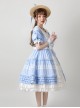 Sunflower Lapel Youthful Sunny Pastoral Style Fresh Cute Bowknot Lace Ruffles Classic Lolita Short Sleeves Dress