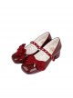 Butterfly Puff Pastry Bowknot Pearl Square Toe Mid Low Heel Sweet Elegant Lolita Shoes