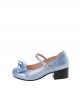 A Little Round Series Daily Versatile Cute Round Toe Mid Heel Simple Fairy Tale Style Bowknot Sweet Lolita Shoes