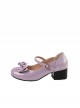 A Little Round Series Daily Versatile Cute Round Toe Mid Heel Simple Fairy Tale Style Bowknot Sweet Lolita Shoes