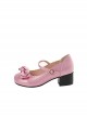 A Little Round Series Daily Versatile Cute Round Toe Mid Heel Simple Fairy Tale Style Bowknot Sweet Lolita Shoes