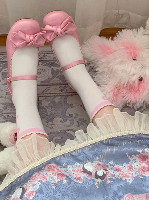 A Little Round Series Daily Versatile Cute Round Toe Mid Heel Simple Fairy Tale Style Bowknot Sweet Lolita Shoes