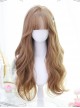 Japanese Fresh Style Champagne Milk Tea Maroon Full Head Long Curly Hair Big Waves Flat Bangs Sweet Lolita Wig