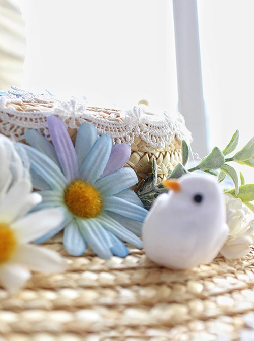 Sunflower Handmade Artificial Flowers Small Daisy Rose Cute Bird Fresh Natural Classic Lolita Flat Straw Hat