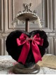 Black Furry Bowknot Pearl Chain Sweet Handbag Shoulder Crossbody Heart Shape Lolita Bag