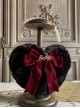 Black Furry Bowknot Pearl Chain Sweet Handbag Shoulder Crossbody Heart Shape Lolita Bag