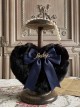 Black Furry Bowknot Pearl Chain Sweet Handbag Shoulder Crossbody Heart Shape Lolita Bag