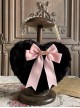 Black Furry Bowknot Pearl Chain Sweet Handbag Shoulder Crossbody Heart Shape Lolita Bag