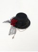 Gorgeous Retro Gothic Style Dark Handmade Flower Metal Chain Lace Decorated Lolita Hat