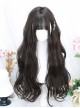 Japanese Style Cute Flat Bangs Whole Head Daily Simulation Black Brown Sweet Lolita Long Curly Hair Wig