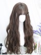 Japanese Style Cute Flat Bangs Whole Head Daily Simulation Black Brown Sweet Lolita Long Curly Hair Wig