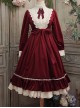 Rose Personification Series Of Retro Elegant Velvet Small Puff Sleeves Lace Splicing Large Hem Dress OP