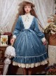 Rose Personification Series Of Retro Elegant Velvet Small Puff Sleeves Lace Splicing Large Hem Dress OP