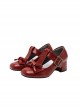 Ellie Series Bowknot Mary Jane Retro British Style Doll Microfiber Leather Sweet Lolita Round Toe Chunky High Heels Shoes