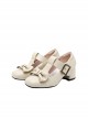 Ellie Series Bowknot Mary Jane Retro British Style Doll Microfiber Leather Sweet Lolita Round Toe Chunky High Heels Shoes