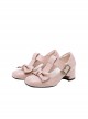 Ellie Series Bowknot Mary Jane Retro British Style Doll Microfiber Leather Sweet Lolita Round Toe Chunky High Heels Shoes