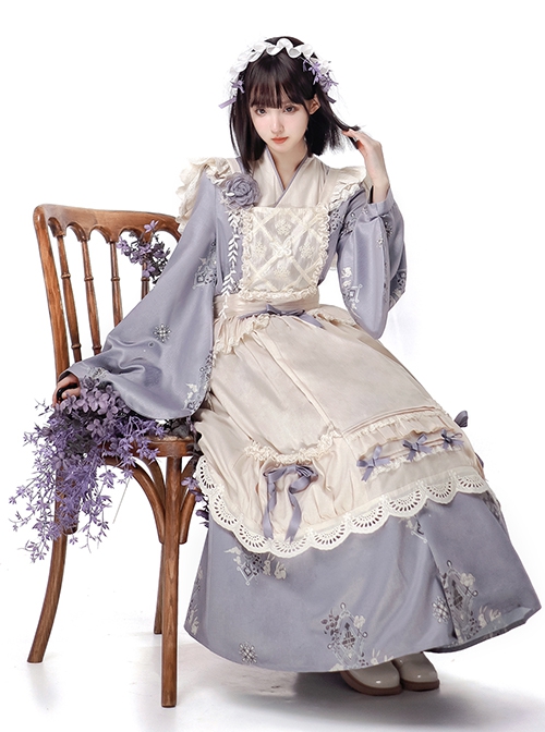 Pharmacy In The Clouds Series Chinese Style Han Elements Forest Vibes Gentle Sweet Light Purple Lolita Dress Apricot Overskirt Two Piece Set