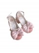 Semi Cooked Icing Sugar Series Gradient Blush Fluffy Satin Bowknot Sweet Cute High Heeled Lolita Shoes