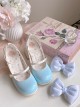 Semi Cooked Icing Sugar Series Gradient Blush Fluffy Satin Bowknot Sweet Cute High Heeled Lolita Shoes