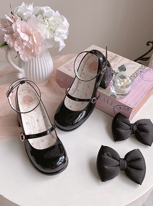 Semi Cooked Icing Sugar Series Gradient Blush Fluffy Satin Bowknot Sweet Cute High Heeled Lolita Shoes