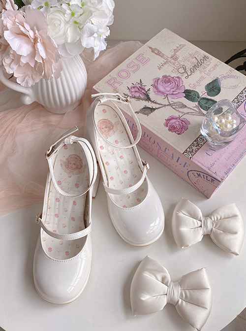 Semi Cooked Icing Sugar Series Gradient Blush Fluffy Satin Bowknot Sweet Cute High Heeled Lolita Shoes