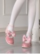 Semi Cooked Icing Sugar Series Gradient Blush Fluffy Satin Bowknot Sweet Cute High Heeled Lolita Shoes