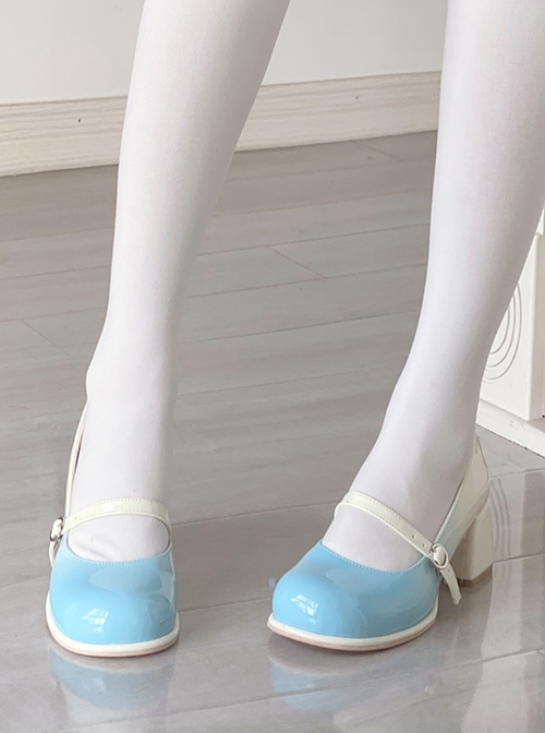 Semi Cooked Icing Sugar Series Gradient Blush Fluffy Satin Bowknot Sweet Cute High Heeled Lolita Shoes