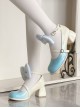 Semi Cooked Icing Sugar Series Gradient Blush Fluffy Satin Bowknot Sweet Cute High Heeled Lolita Shoes