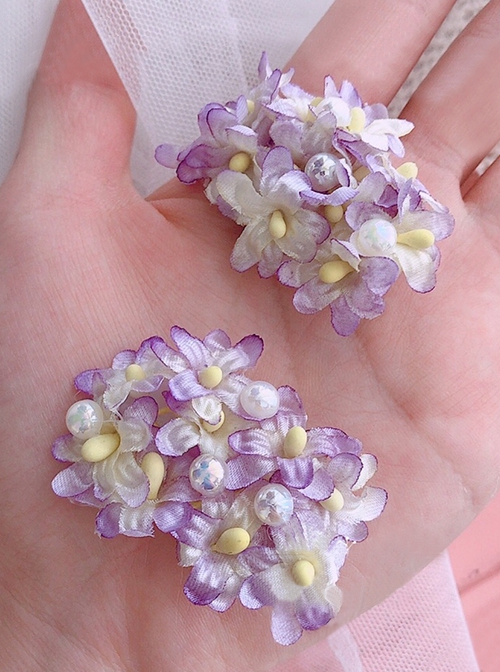 Gentle Purple Gradient Cute Pearl Handmade Simulated Flower Sweet Lolita Hairpin