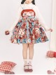 Cherry Bear Series Jsk Cute Three Section Cake Hem Sweet Printed High Waist Lolita Sleeveless Dress