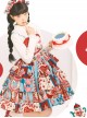 Cherry Bear Series Jsk Cute Three Section Cake Hem Sweet Printed High Waist Lolita Sleeveless Dress